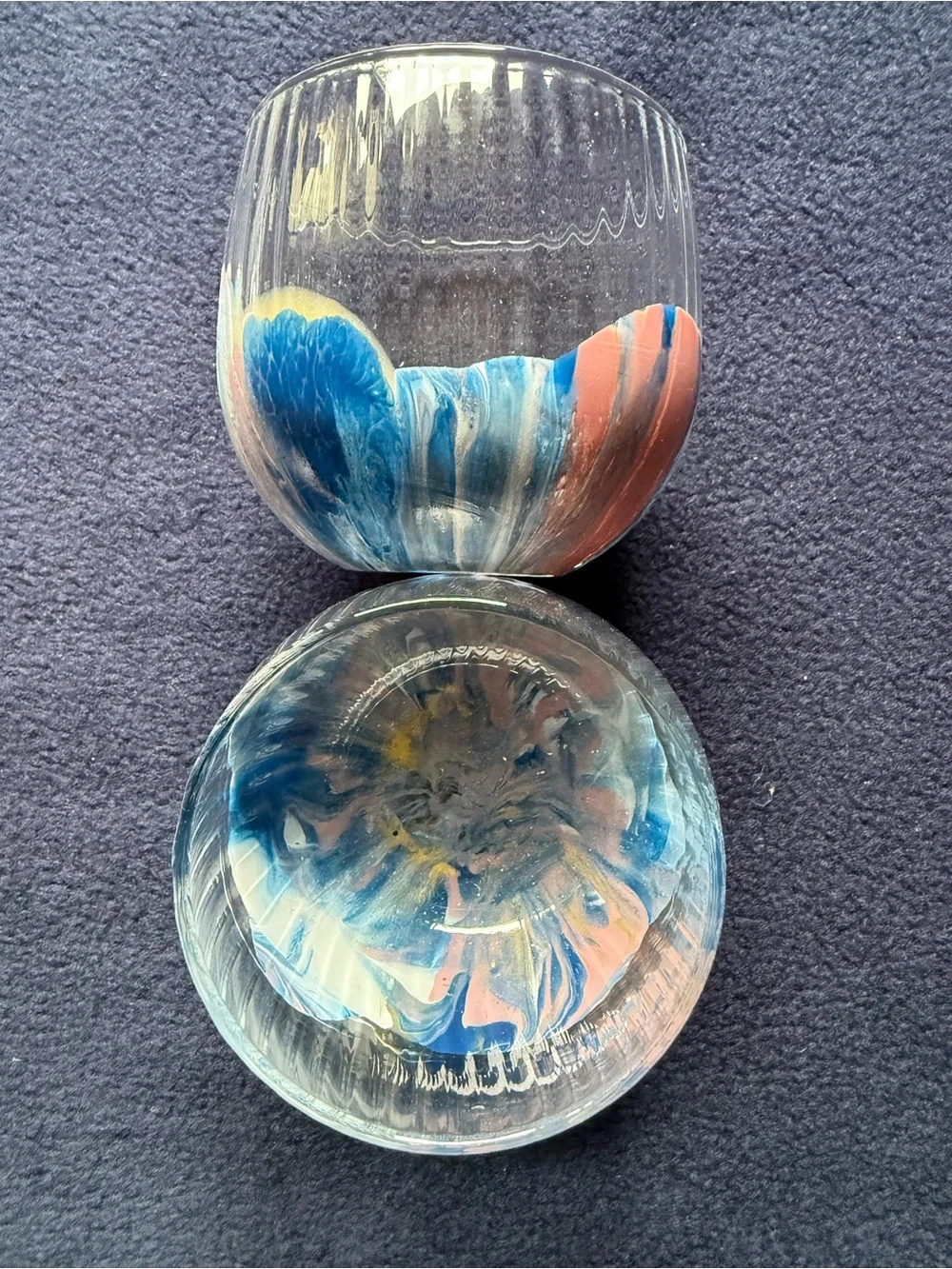 Hand dipped textured, ribbed glass candle holder votive glasses